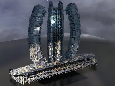 Alien Deepsea rig base  Low-poly 3D model