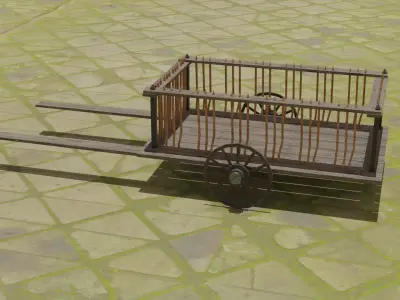 Cart collection low poly wooden Low-poly 3D model