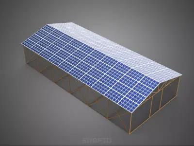 PHOTOVOLTAIC SOLAR PANEL TOP ROOF GREENHOUSE HOTHOUSE GLASSHOUSE 3D model