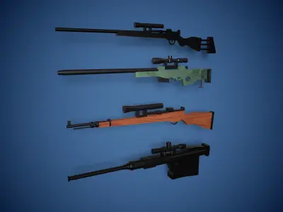 Lowpoly Sniper Guns  Low-poly 3D model