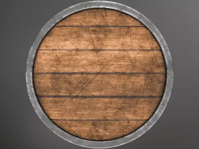 Medieval Wooden Round Shield 3D model