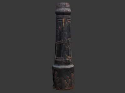 Rustic Cast Iron Bollard Low-poly 3D model
