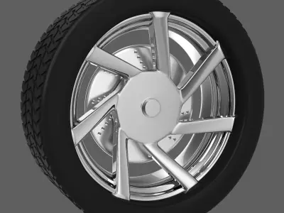 Simple Chrome Wheel 3 3D model