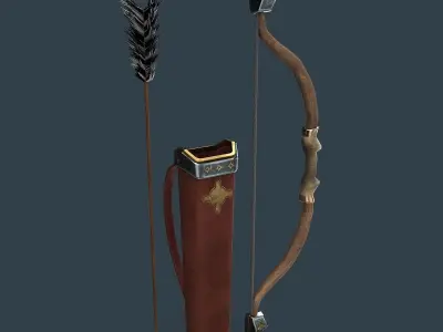 Bow and arrows Low-poly 3D model