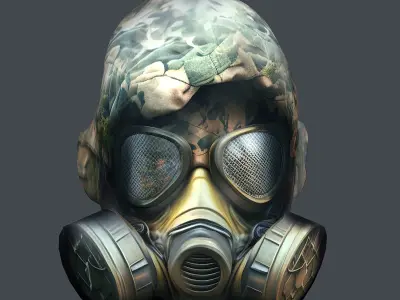 Gas mask helmet 3d model military combat  Low-poly 3D model