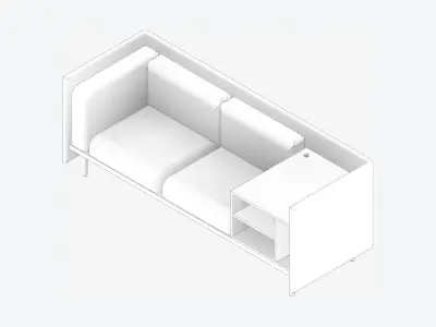 Sofa - Contemporary - Flame - Medium - Corner Shelf Low-poly 3D model