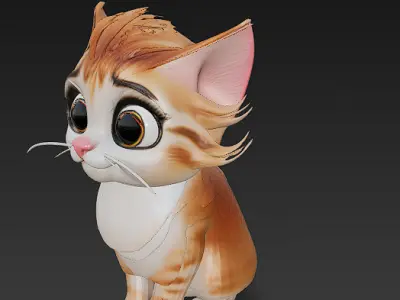 Optimized Low-Poly Kitten 3D Model UE5- Unity Real-Time Ready Low-poly 3D model order