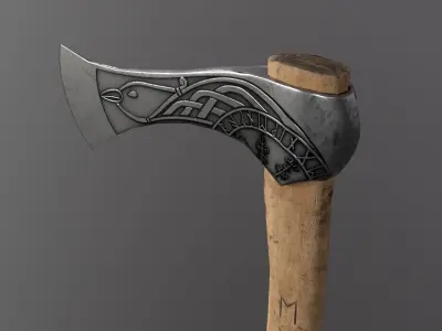 Viking Raven Axe Low-poly 3D model