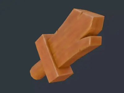 Stylized Wood Sword Low-poly 3D model
