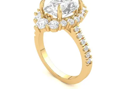 Oval Solitaire Ring 3D print model 13