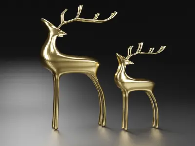 Model deer golden abstract geometric Free low-poly 3D model