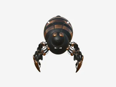 Cute Robot E04 Black Bronze - SciFi Character Design Low-poly 3D model
