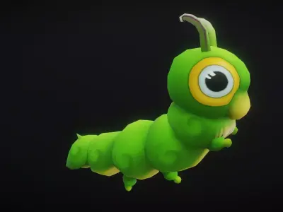 Cute caterpillar Low-poly 3D model