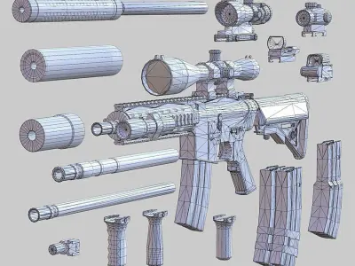 3DRT - Modern firearms HD - M7A1 Low-poly 3D model