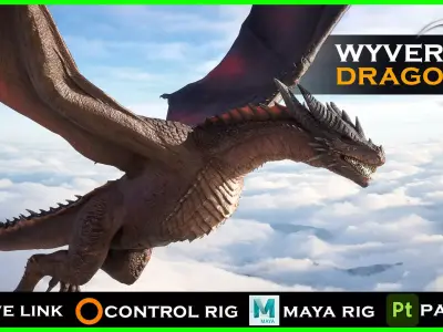 Wyvern Dragon - Fire wyvern dragon and Ice wyvern dragon Low-poly 3D model