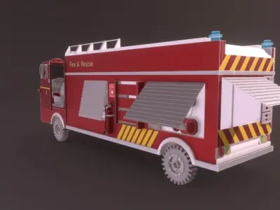 Low Poly Emergency Fire Truck  Low-poly 3D model