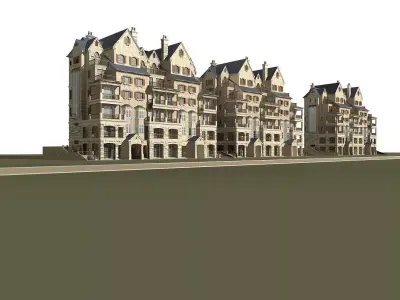 Villa three apartment buildings 3D model purchase