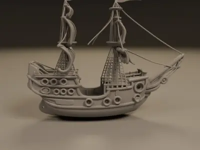 wooden ship 3D print model by CRS3D
