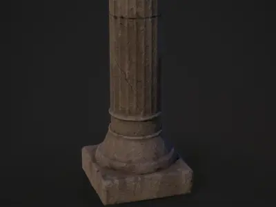 Old Temple Pillar Low-poly 3D model