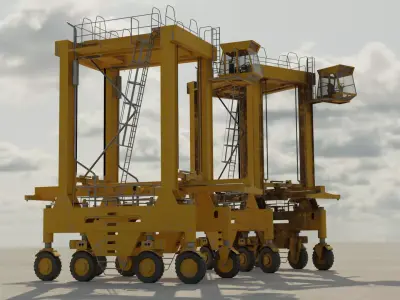 Harbor Straddle Crane Low-poly 3D model