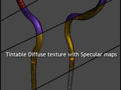 Magic Staff Bundle Low-poly 3D model