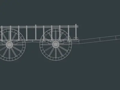 old wood ox cart Low-poly 3D model