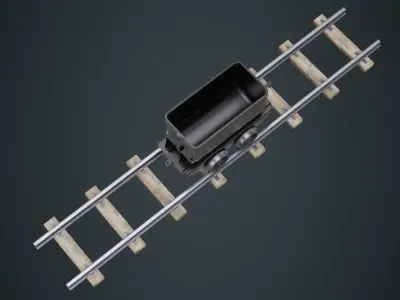 Mining Cart 1A Low-poly 3D model