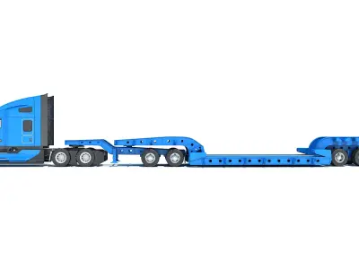 Truck with Lowboy Trailer 3D model purchase