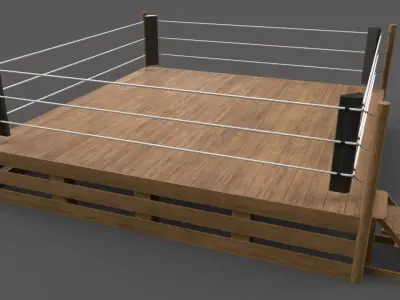 PBR Modular Wood Wrestling Rings 20ftx20ft Low-poly 3D model