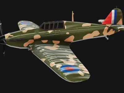 Hawker Hurricane Low-poly 3D model