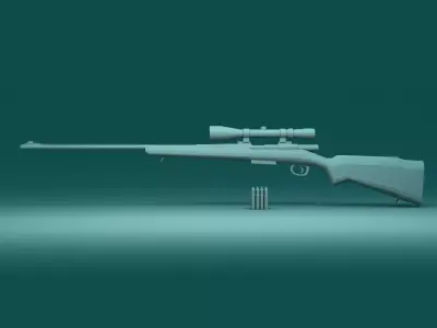 Hunting Rifle Low-poly 3D model