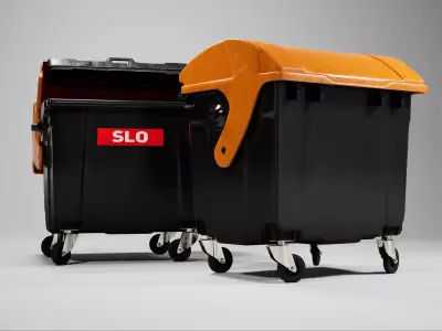 4 Wheel Trashcan  3D model