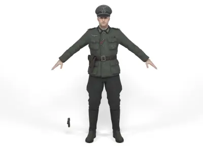 German Officer Low-poly 3D model