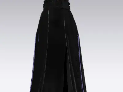 dress rose detail black long elegance dress  Low-poly 3D model