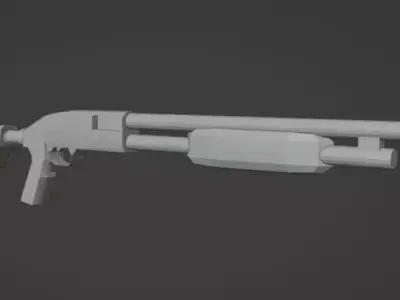 Shotgun Low-poly 3D model 4