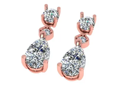 Pear And Round Stone Earring 3D print model purchase