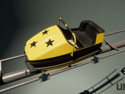 Roller Coaster Cart PBR Game Ready Low-poly 3D model