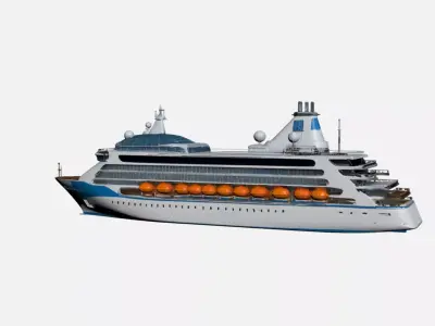 Modern Luxury Cruise Ship - Sleek 3D Ocean Liner Model 02 3D model