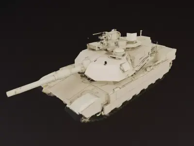 Desert White Battle Tank 3D Model Low-poly 3D model