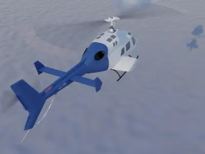 Helicopter Low Poly flying in sky Low-poly 3D model
