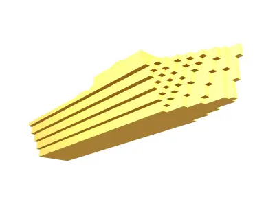Voxel Style Simple Warship v1 005 Low-poly 3D model