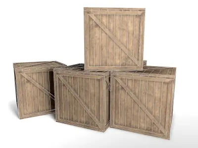 Wooden Crate Box Low-poly 3D model