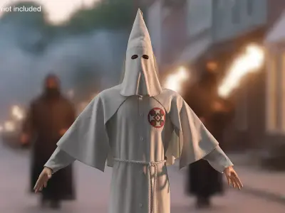 Character Ku Klux Klan in White Robe and Mask 3D model