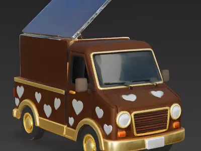 Valentine Delivery Truck 3D Model Low-poly 3D model
