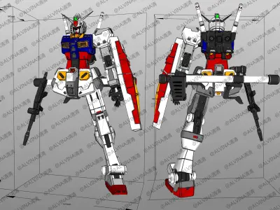 Gundam RX-78-2 Armor - DIY Cosplay Pepakura Foam Template Low-poly 3D model