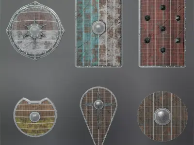 Medieval Shield Collection - 6 High-Poly PBR Models 3D model