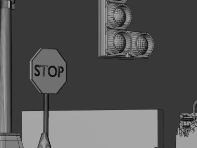 Road Construction Traffic Signs Pack EU American Street Props Low-poly 3D model