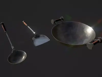 Frying pan with Slice 4K PBR GameReady  Low-poly 3D model