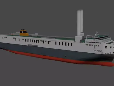 Wind propulsion RO-RO ship Delphine Low-poly 3D model