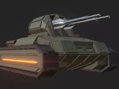 Dual-barrel tank Free 3D model